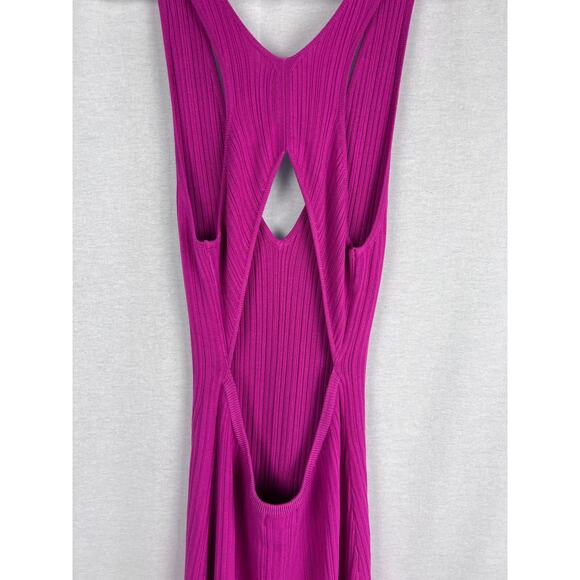 Michael Costello x Revolve Dress Variegated Rib Bodycon Midi Sexy Baddie Magenta - Picture 6 of 9